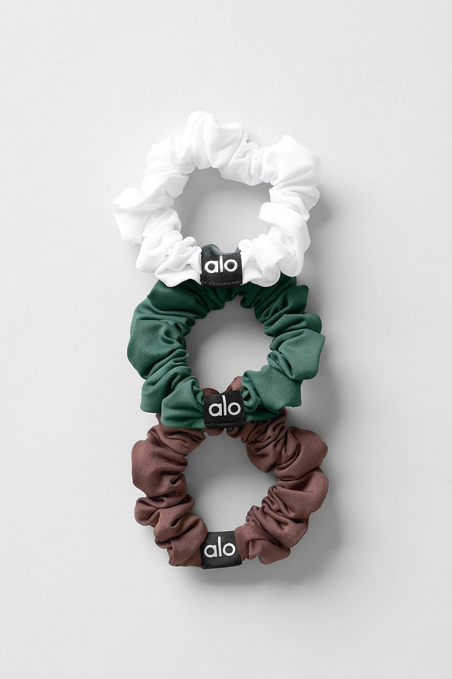 Fresh Mini Scrunchie 3-Pack - Brownstone/White/Clover Green