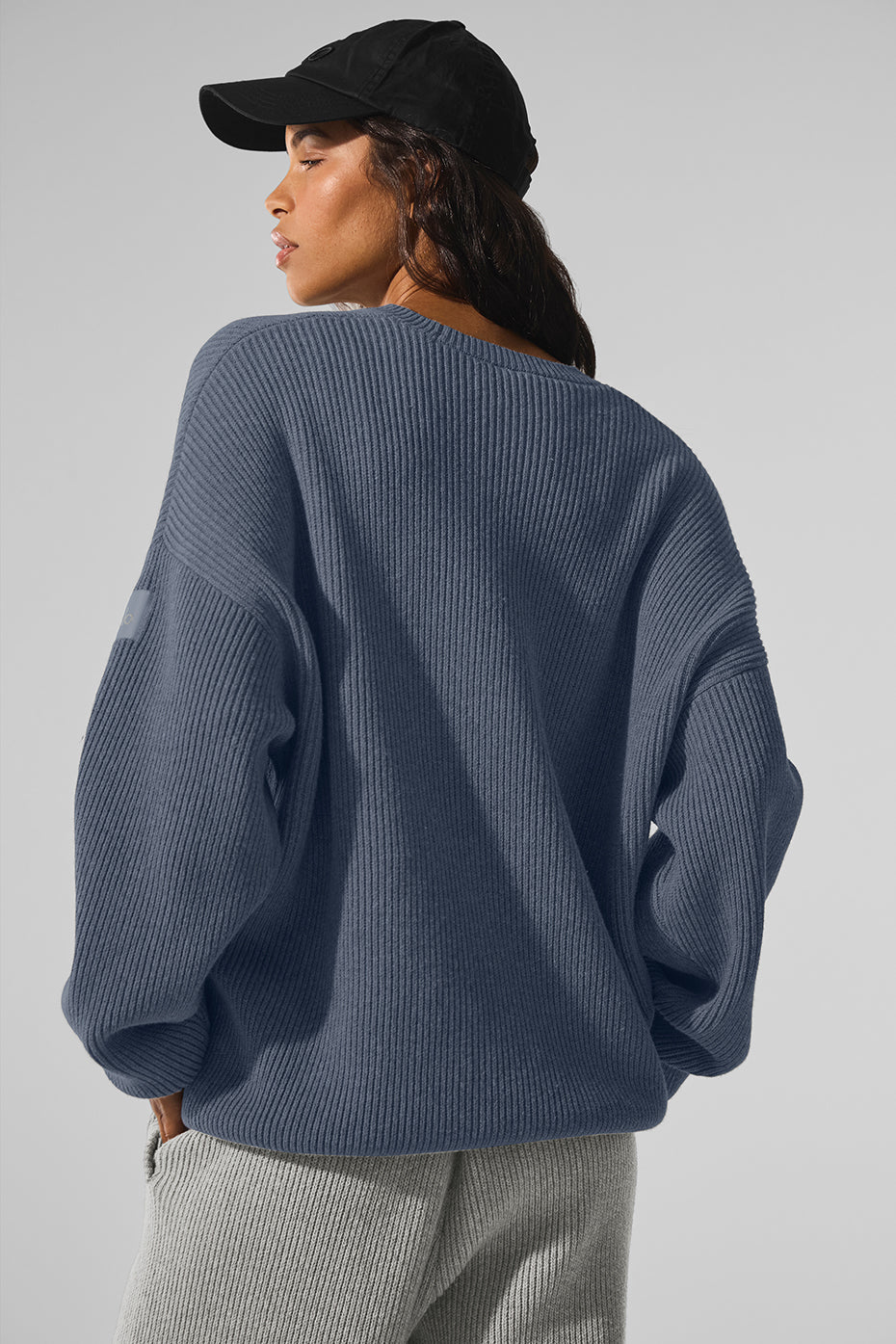 Domain Rib Knit Crew Sweater - Bluestone