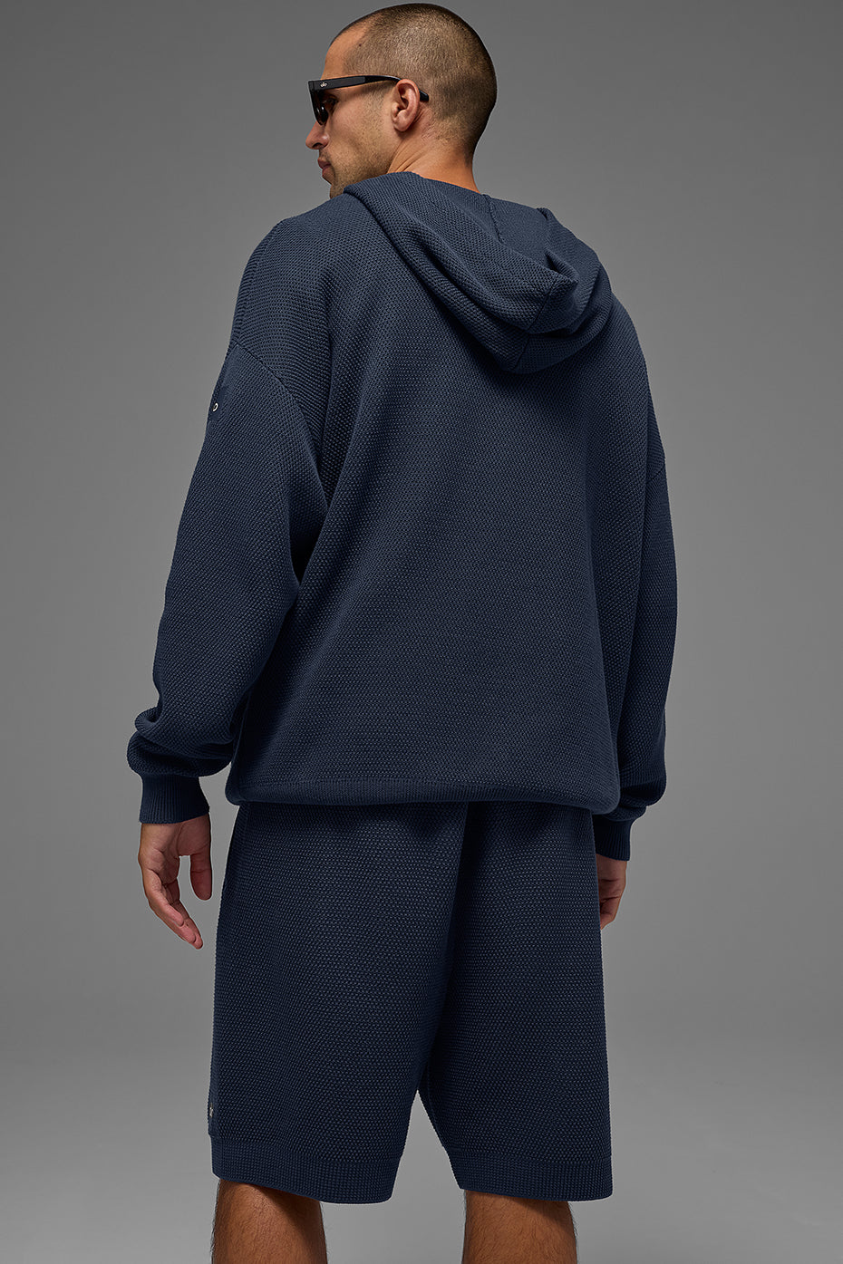 Sports Club Sweater Knit Hoodie - Navy