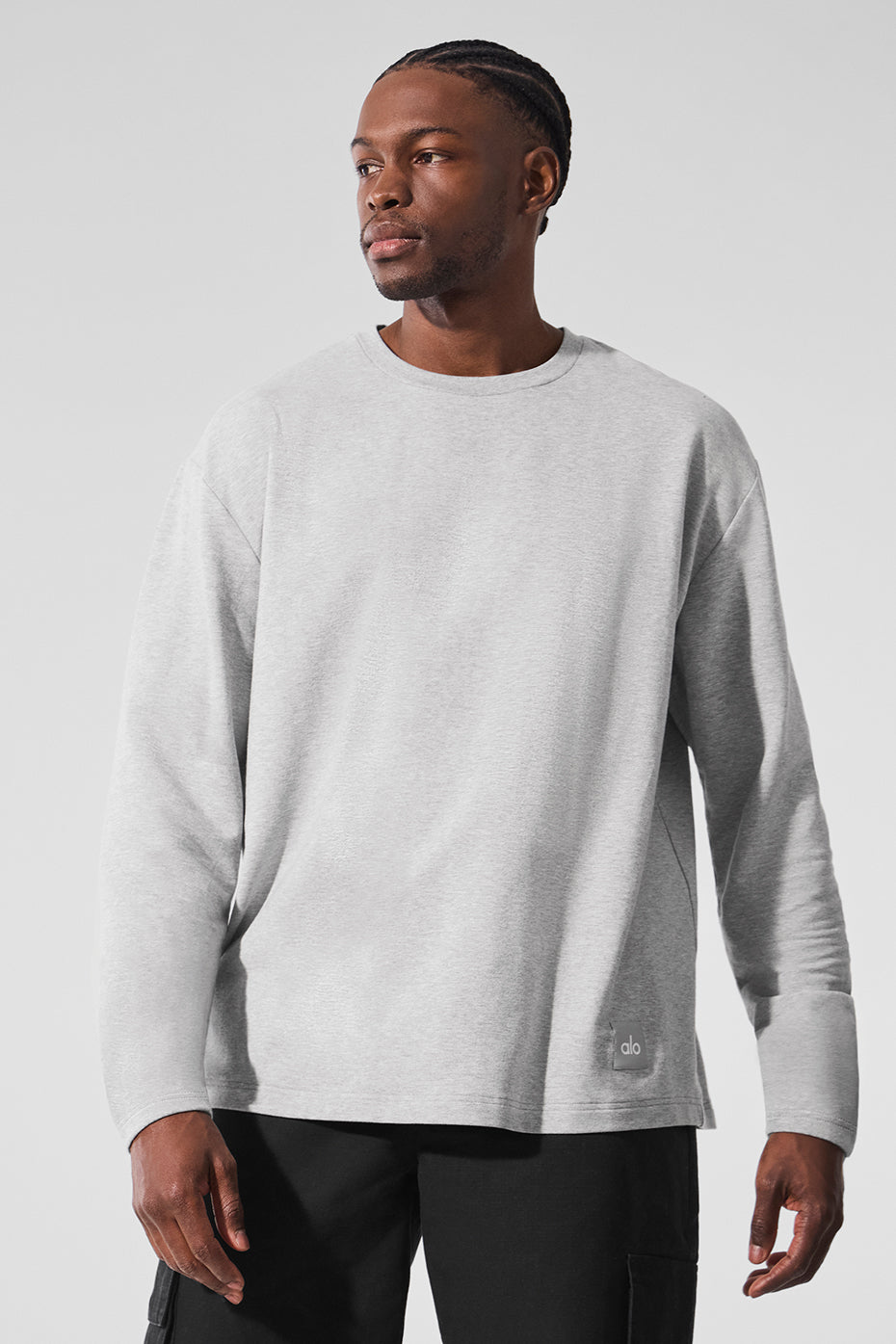 Double Take Long Sleeve Crew - Athletic Heather Grey