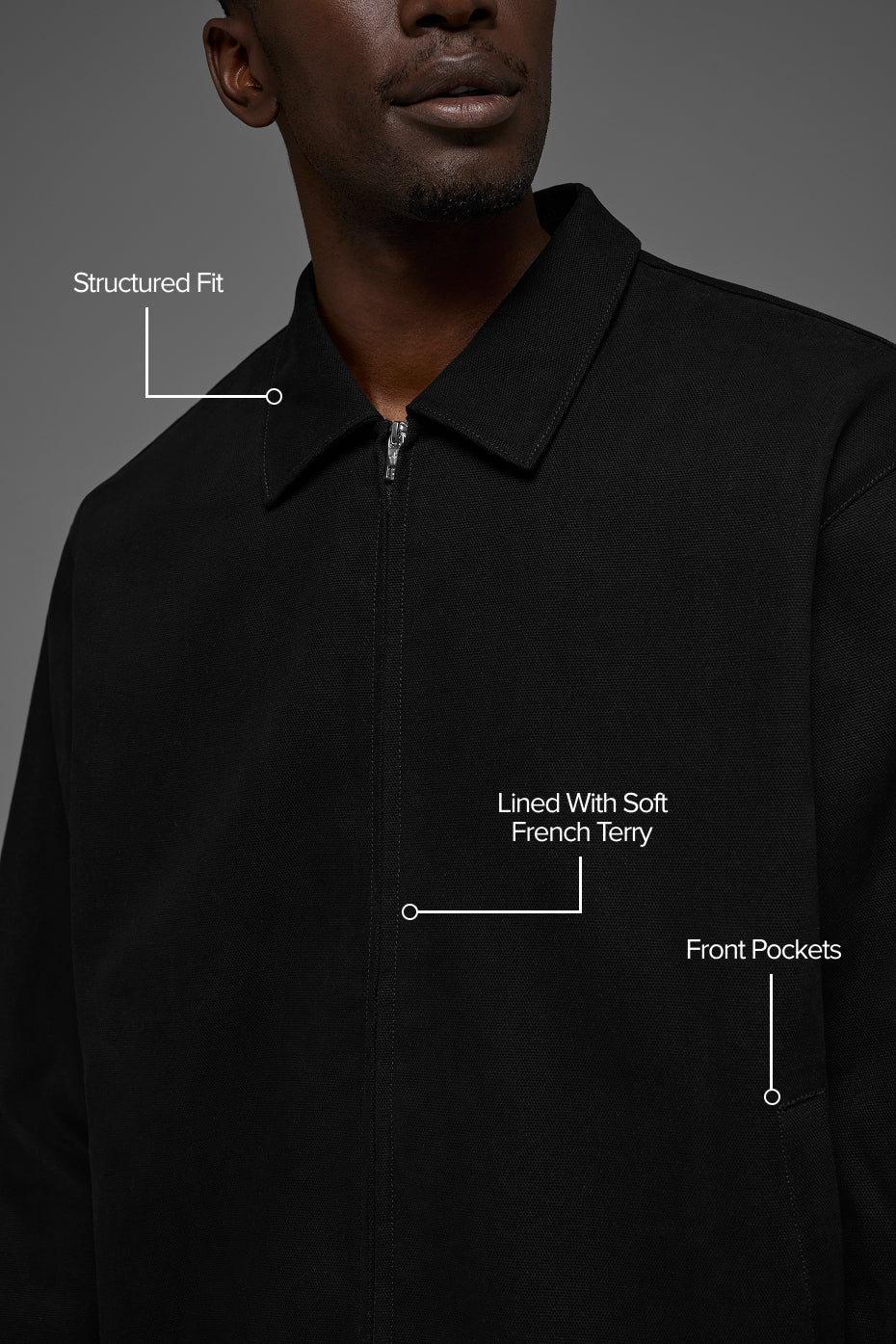 Cotton Canvas Coaches Jacket - Black