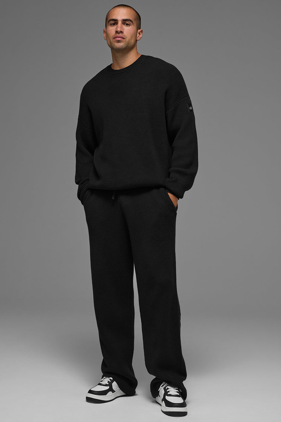 Domain Rib Knit Sweatpant - Black