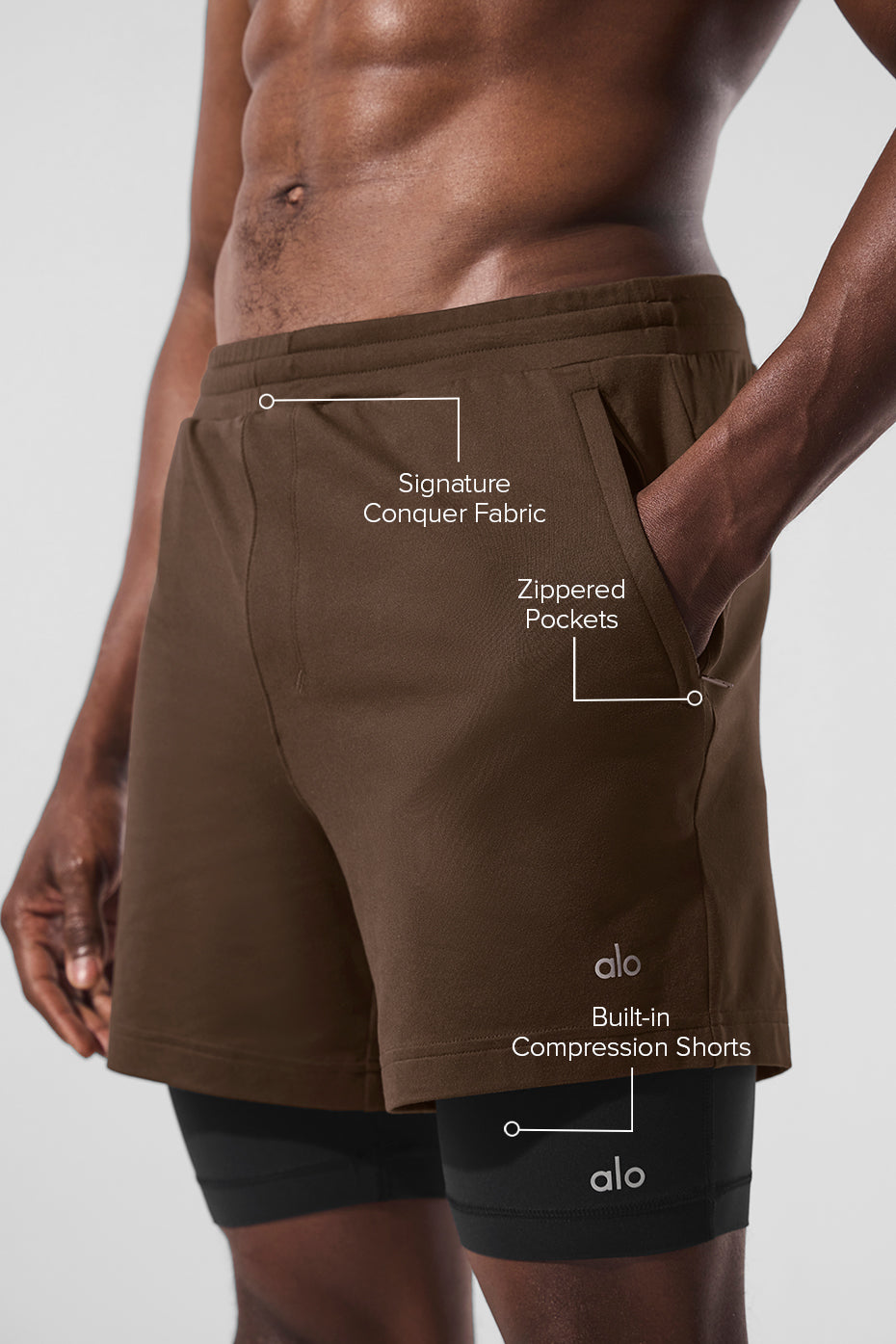 Conquer React 2-In-1 Performance Short - Espresso/Black