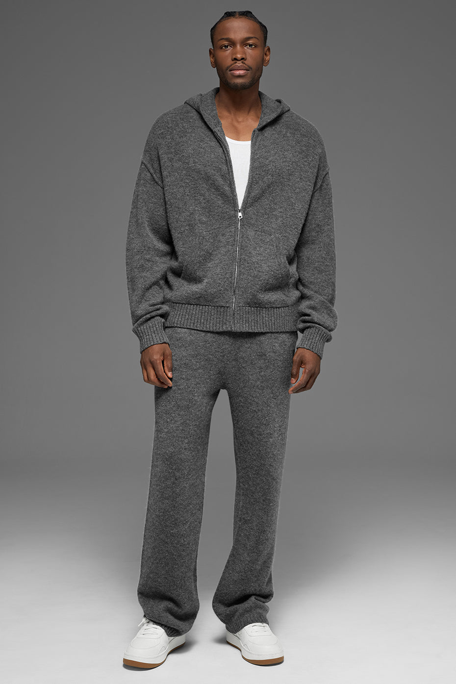 Wool Cashmere New Class Full Zip Hoodie - Platinum Grey