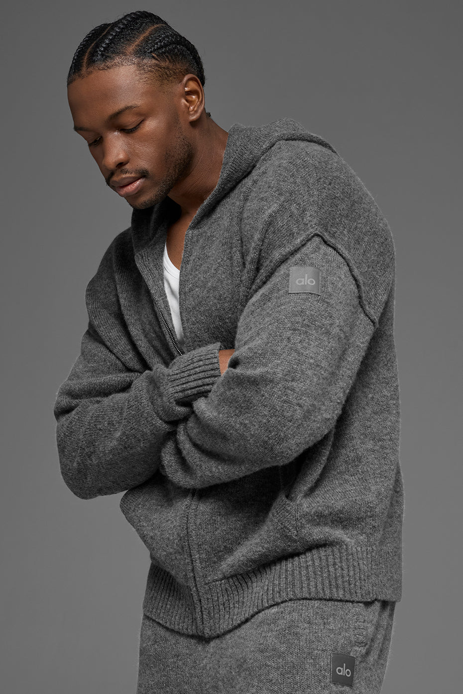 Wool Cashmere New Class Full Zip Hoodie - Platinum Grey