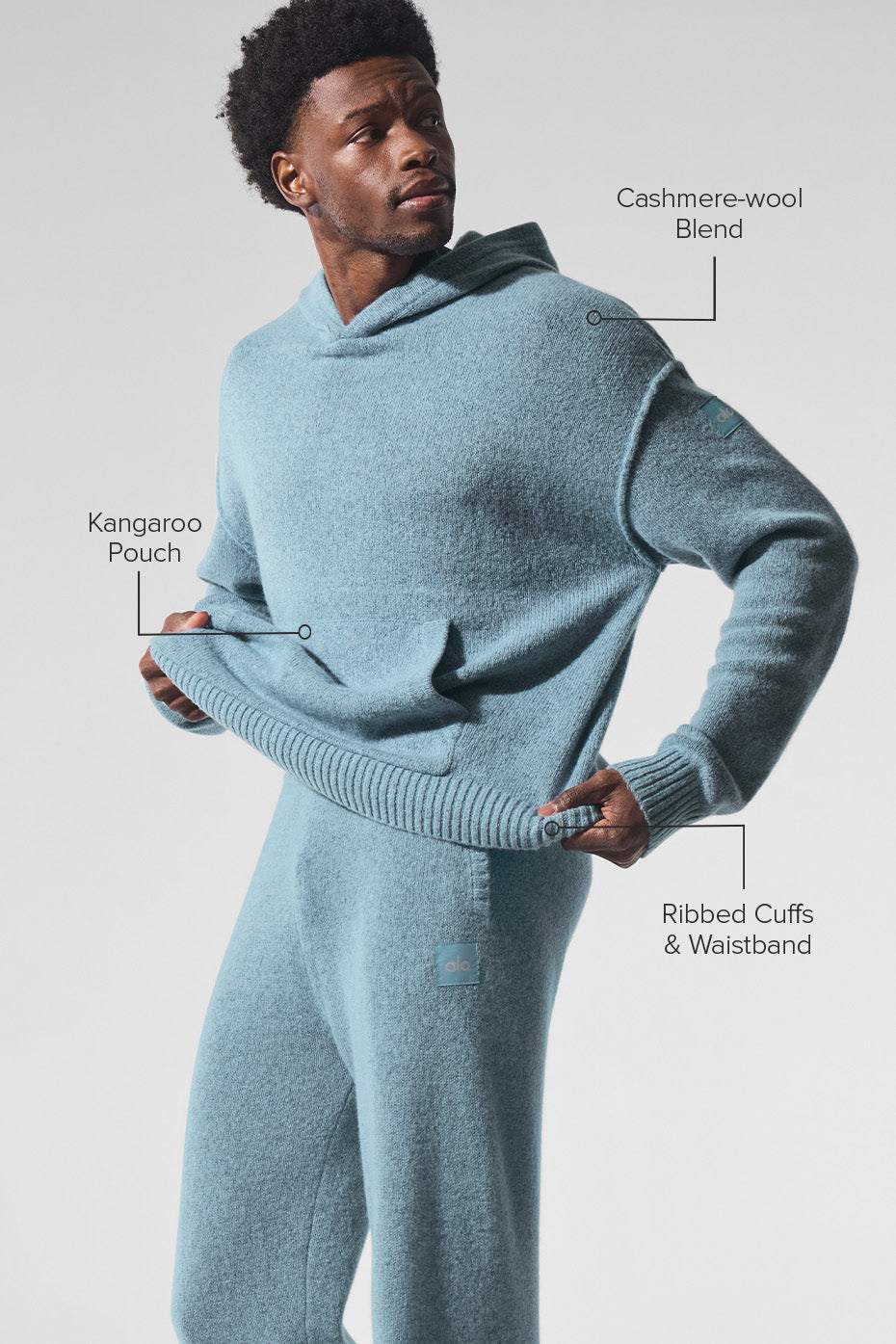 Wool Cashmere New Class Hoodie - Celestial Blue Granite Heather