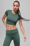 Alosoft Crop Finesse Short Sleeve - Clover Green
