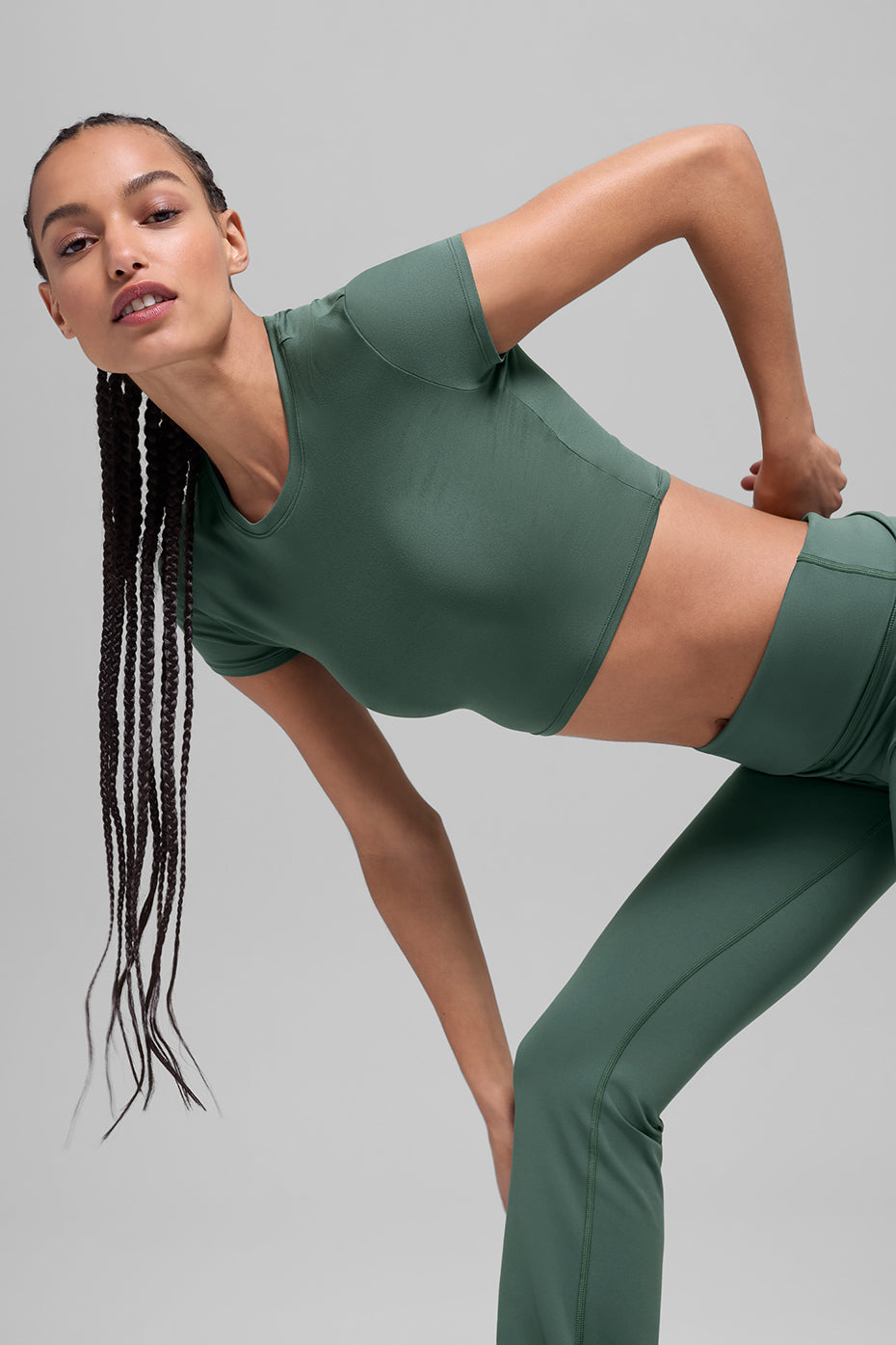 Alosoft Crop Finesse Short Sleeve - Clover Green