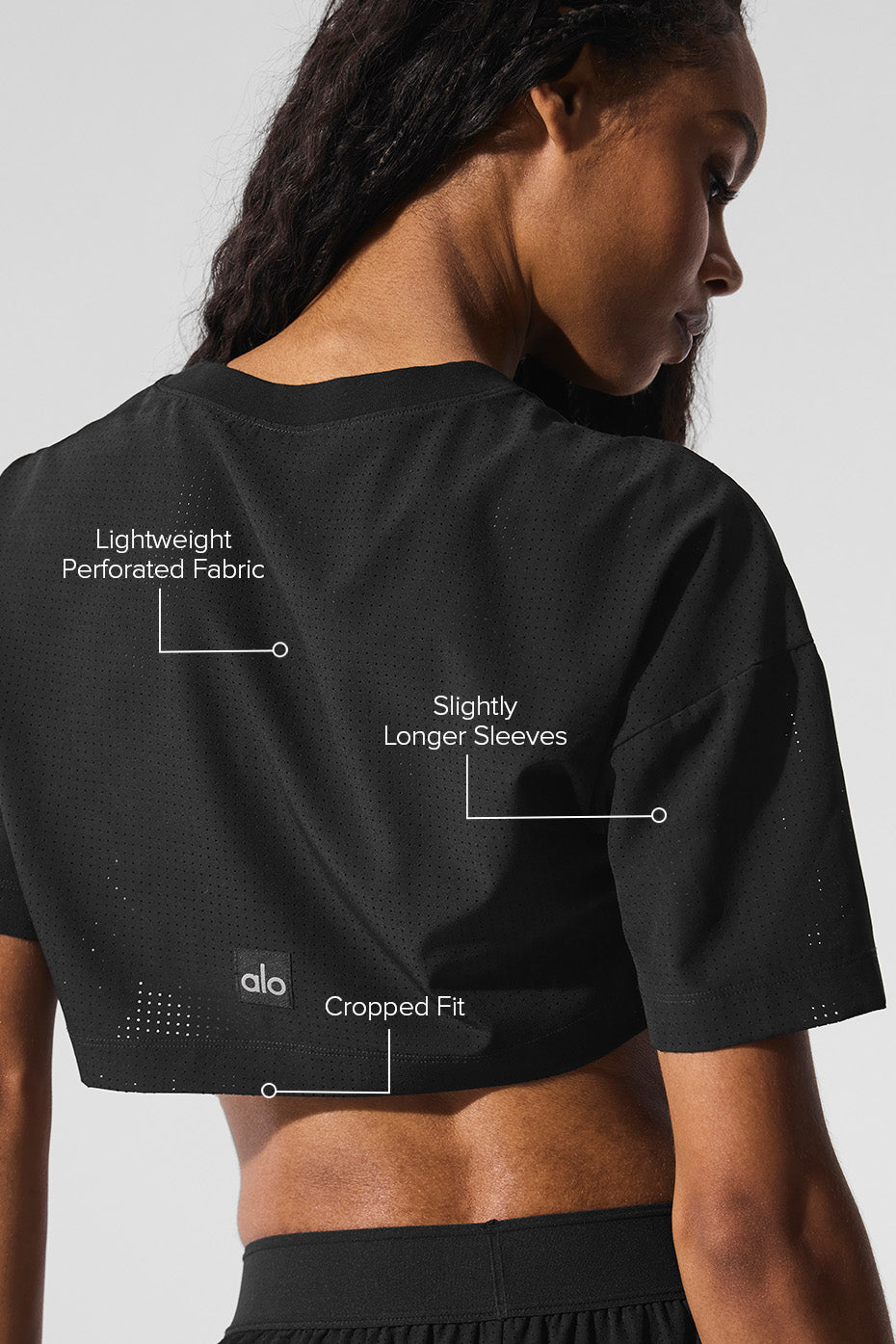 Mesh Cropped Mirage Tee - Black