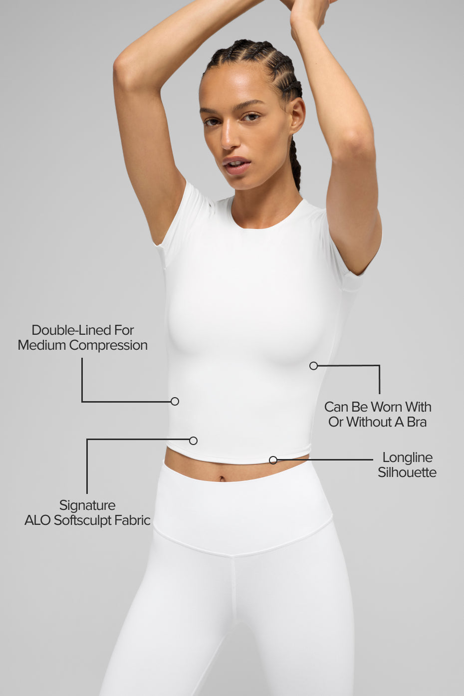 ALO Softsculpt Precision Short Sleeve Top - White