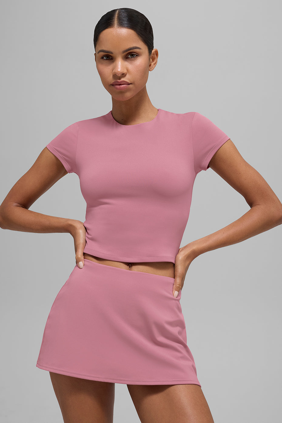 ALO Softsculpt Precision Short Sleeve Top - Pink Wild Rose