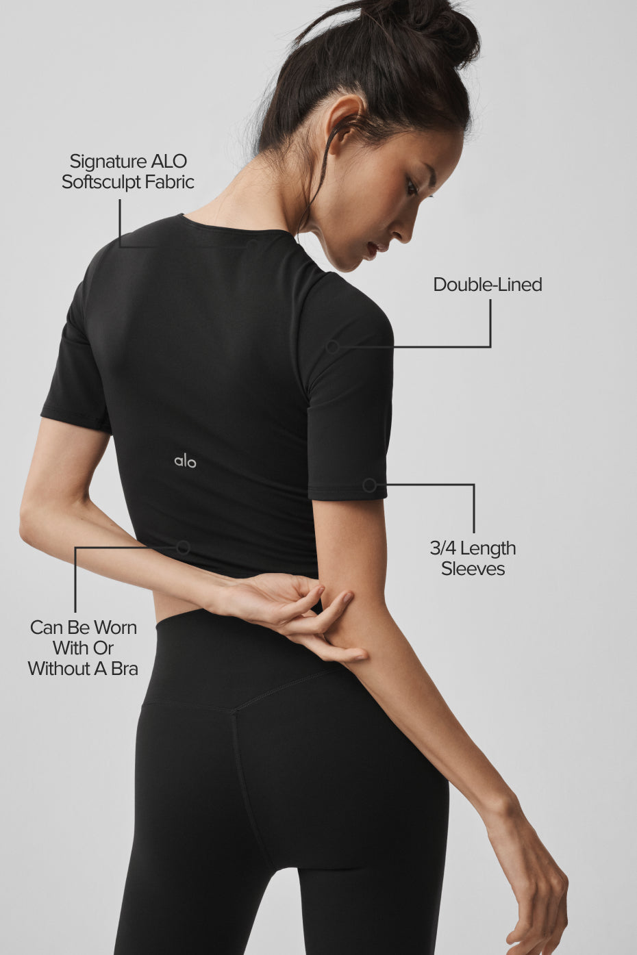 ALO Softsculpt Precision Half Sleeve Tee - Black
