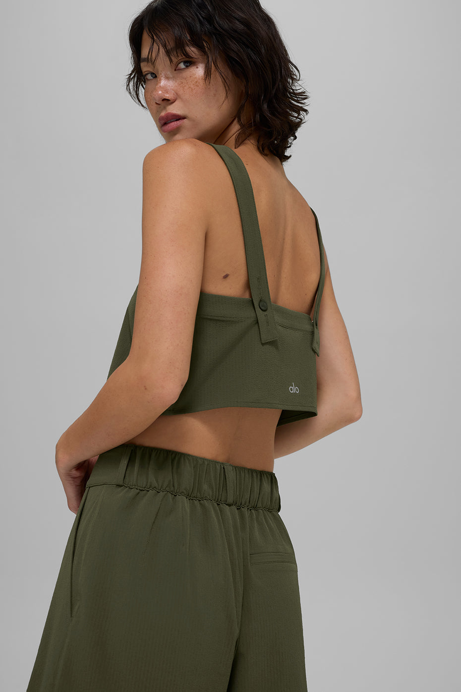 Cropped Dreamscape Tank - Green Olive