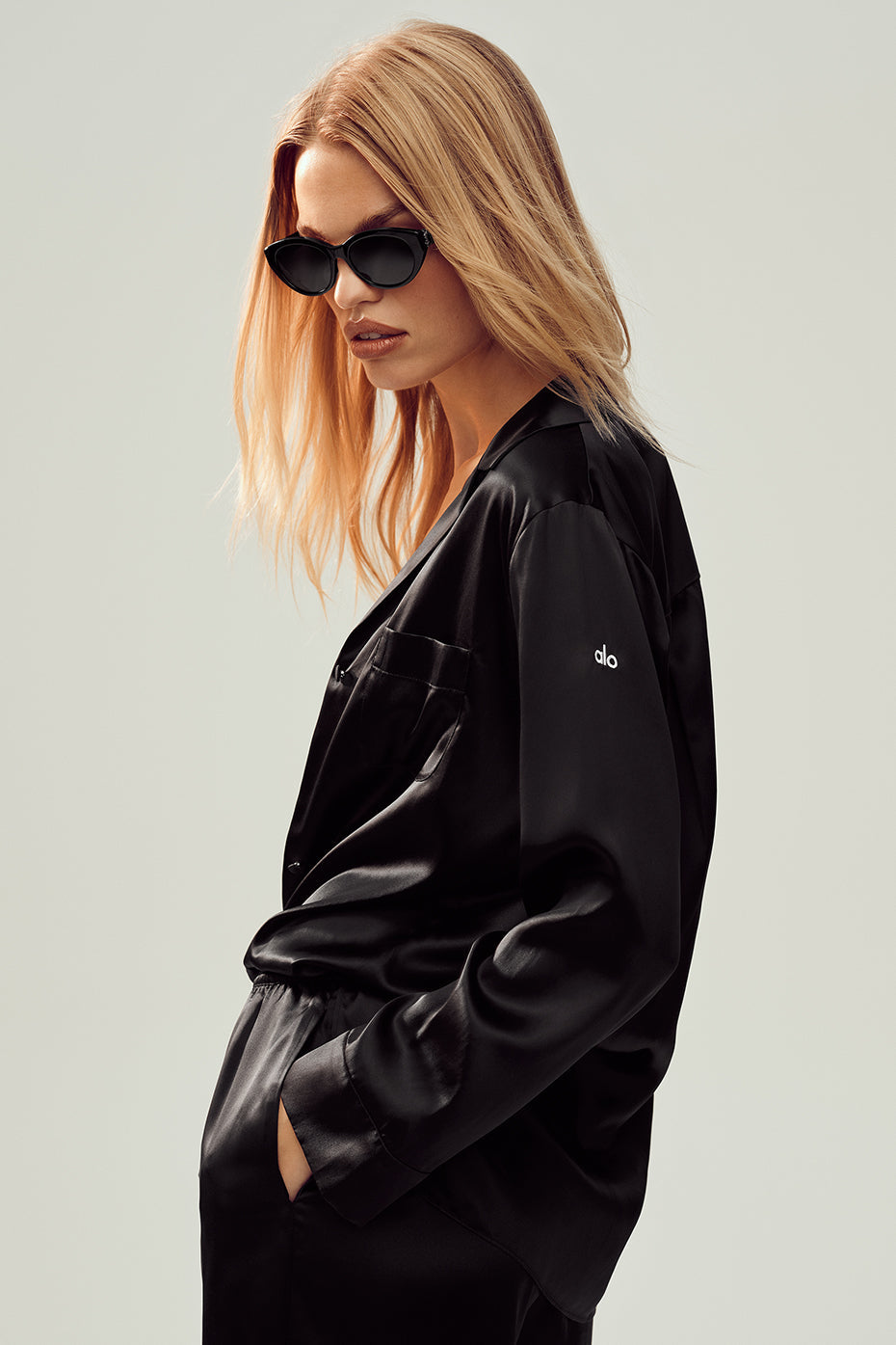 Silk Luminous Button Up - Black