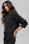 Wool Cashmere Ribbed Noble Crewneck Sweater - Black