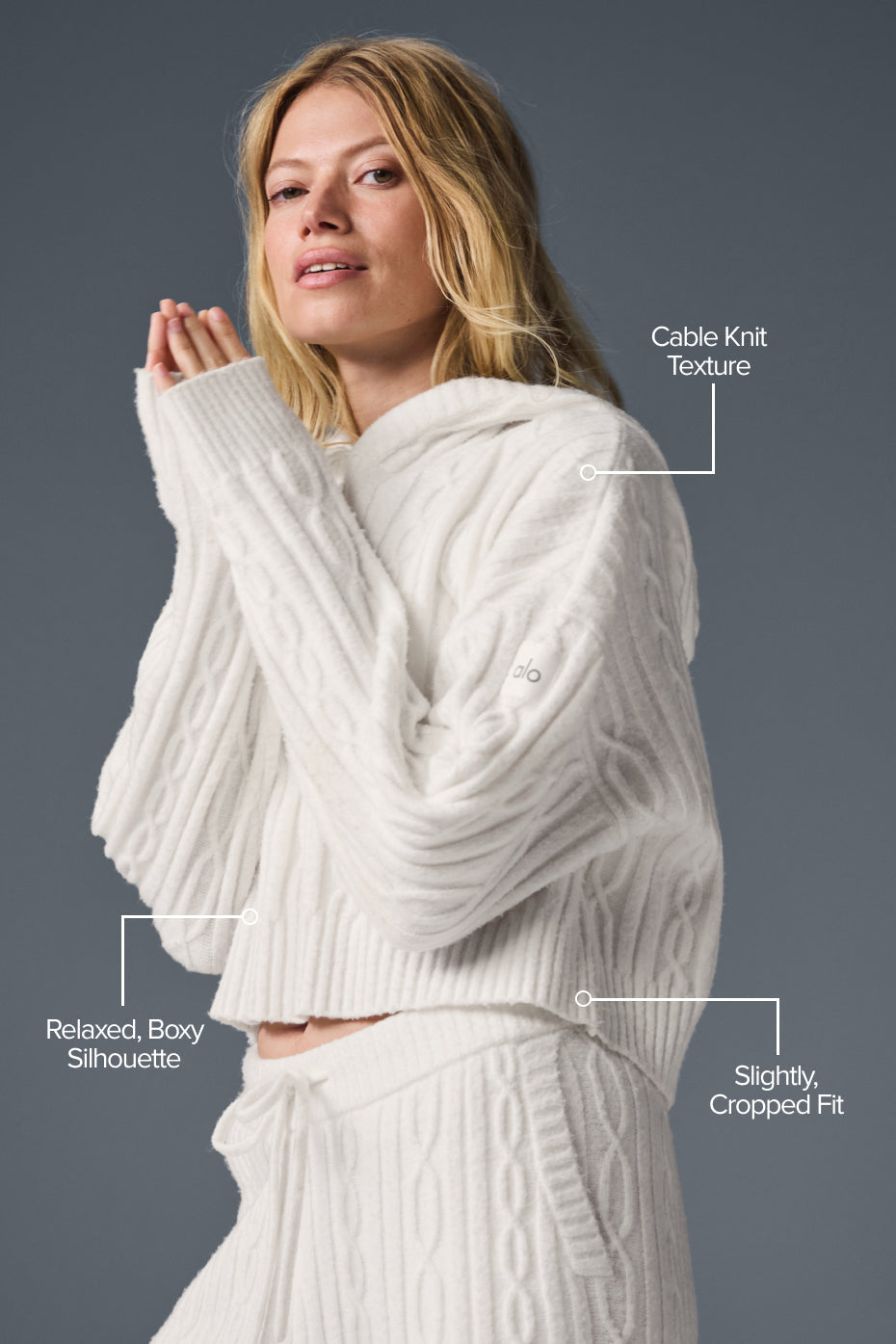 Cable Knit Winter Bliss Hoodie - Ivory