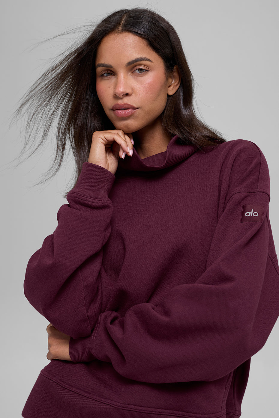 Hazy Mock Neck Pullover - Burgundy