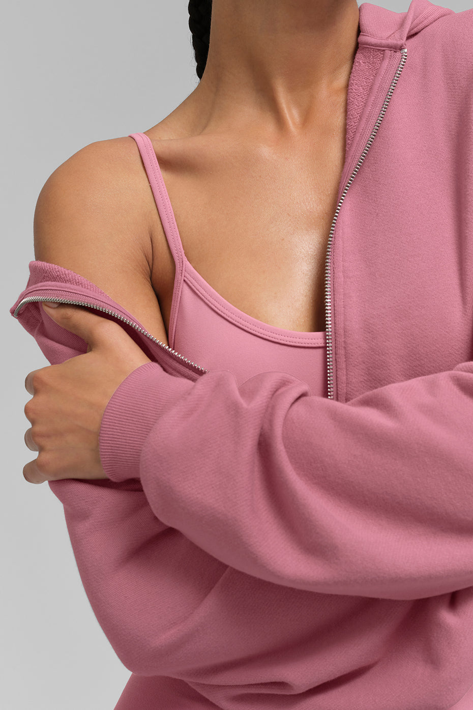 Sweet Escape Zip Up Hoodie - Pink Wild Rose
