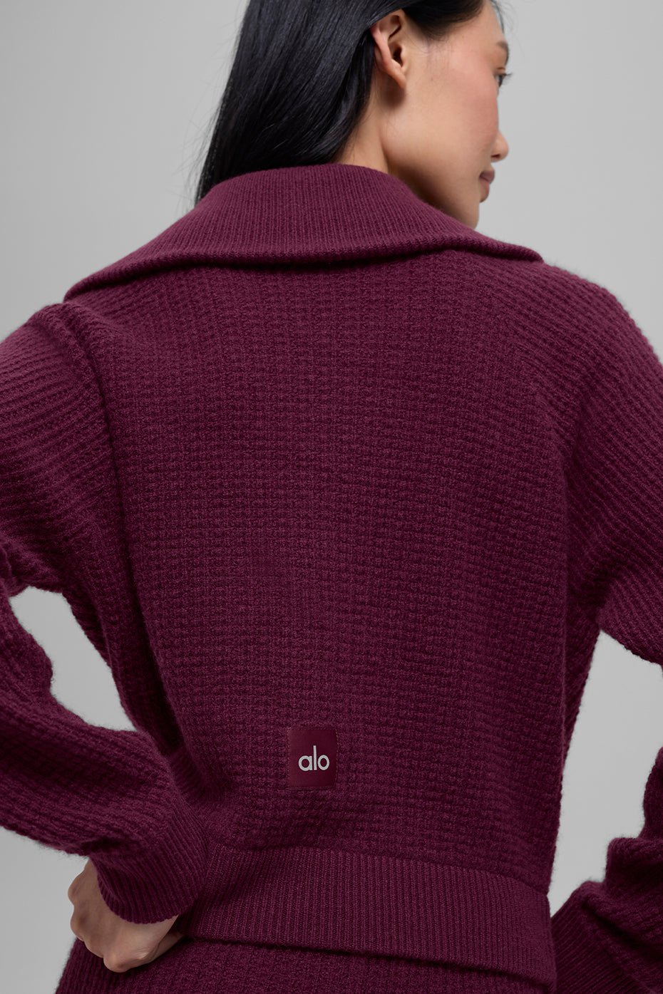 Cashmere Plush Waffle 1/4 Zip Pullover - Burgundy
