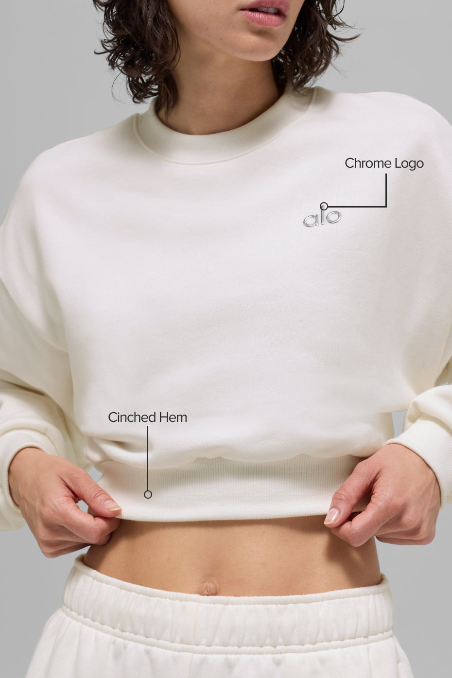 Cropped Accolade Crewneck - Ivory
