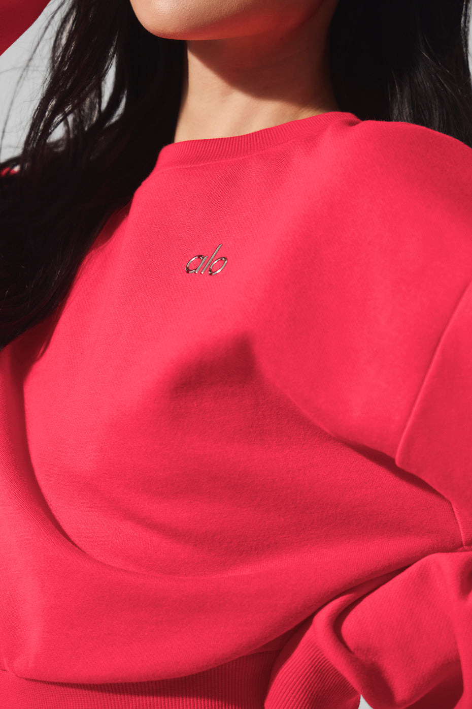 Cropped Accolade Crewneck - Candy Red