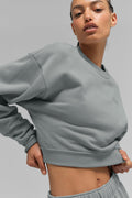 Cropped Accolade Crewneck - Lunar Grey