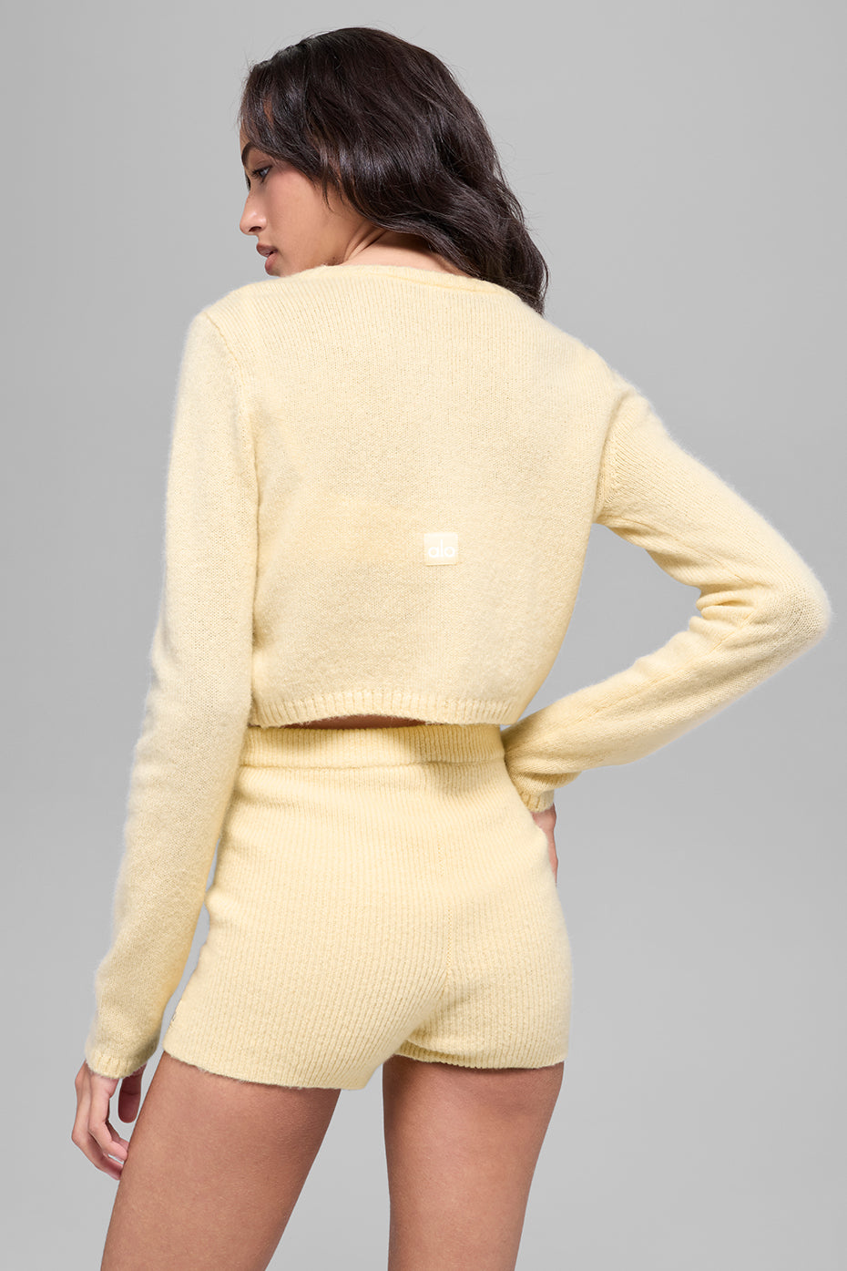Wool Cashmere New Class Cropped Cardigan - Candlelight Yellow
