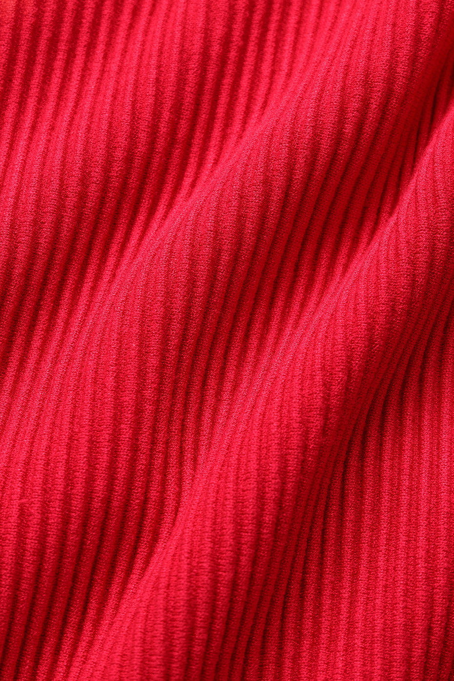 Denim Knit Backless Long Sleeve - Bright Red