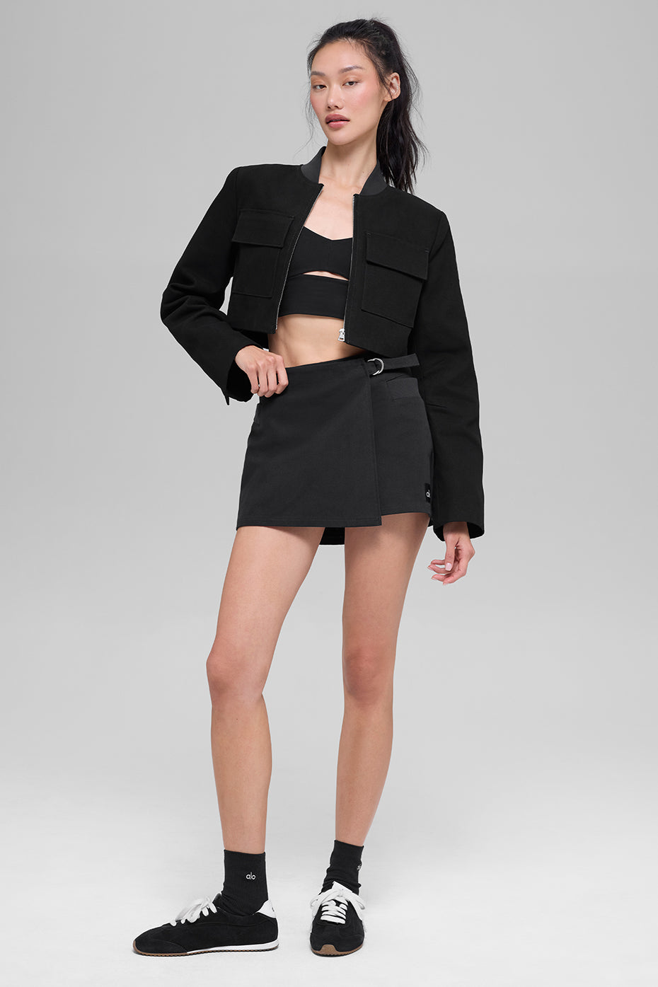 Cropped Main Character Jacket - Black
