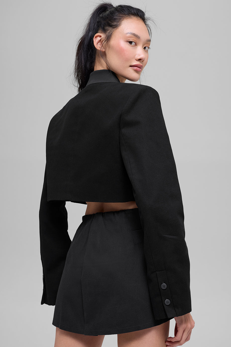 Cropped Main Character Jacket - Black