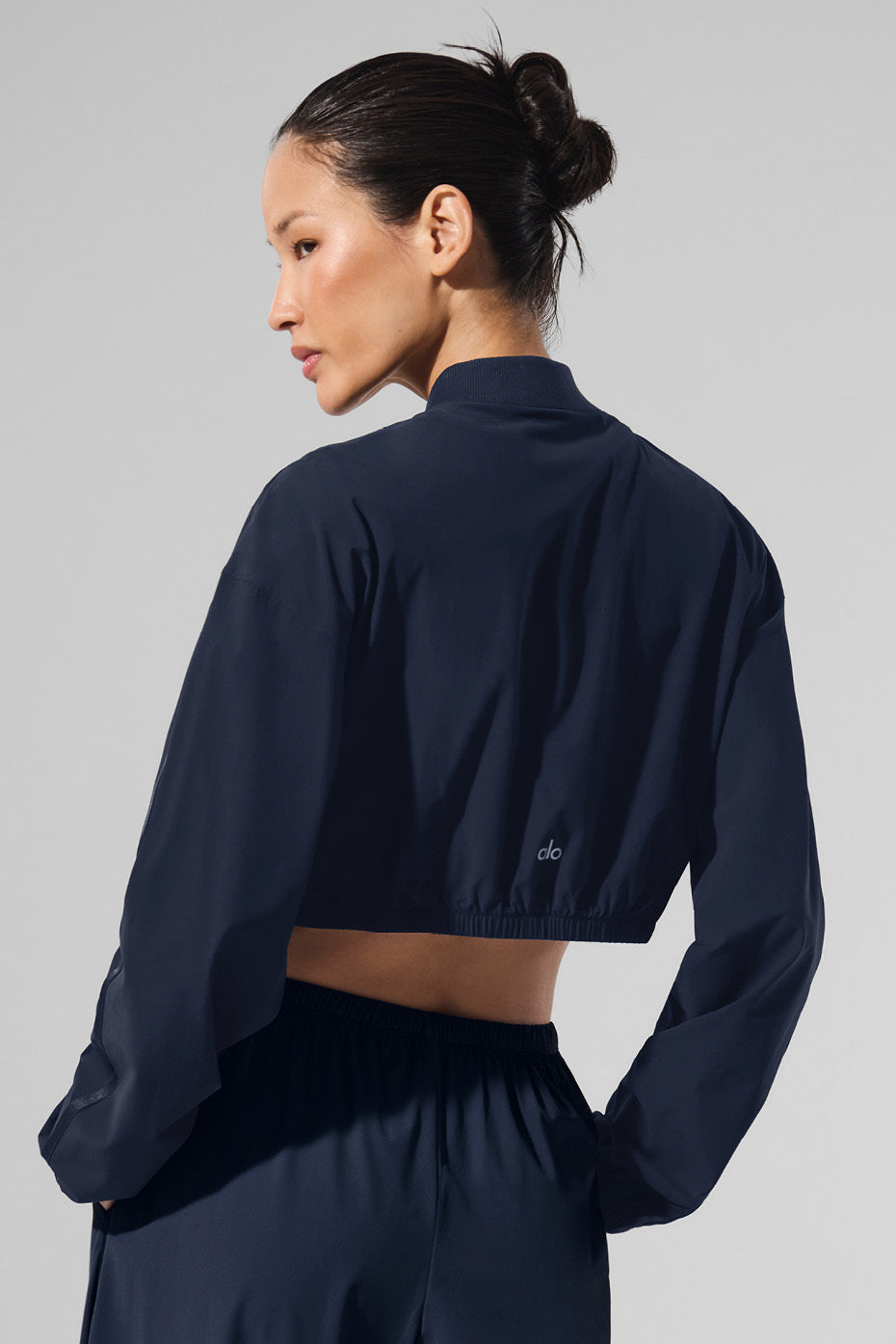 Cropped Breezy Full-Zip Cover Up - Navy