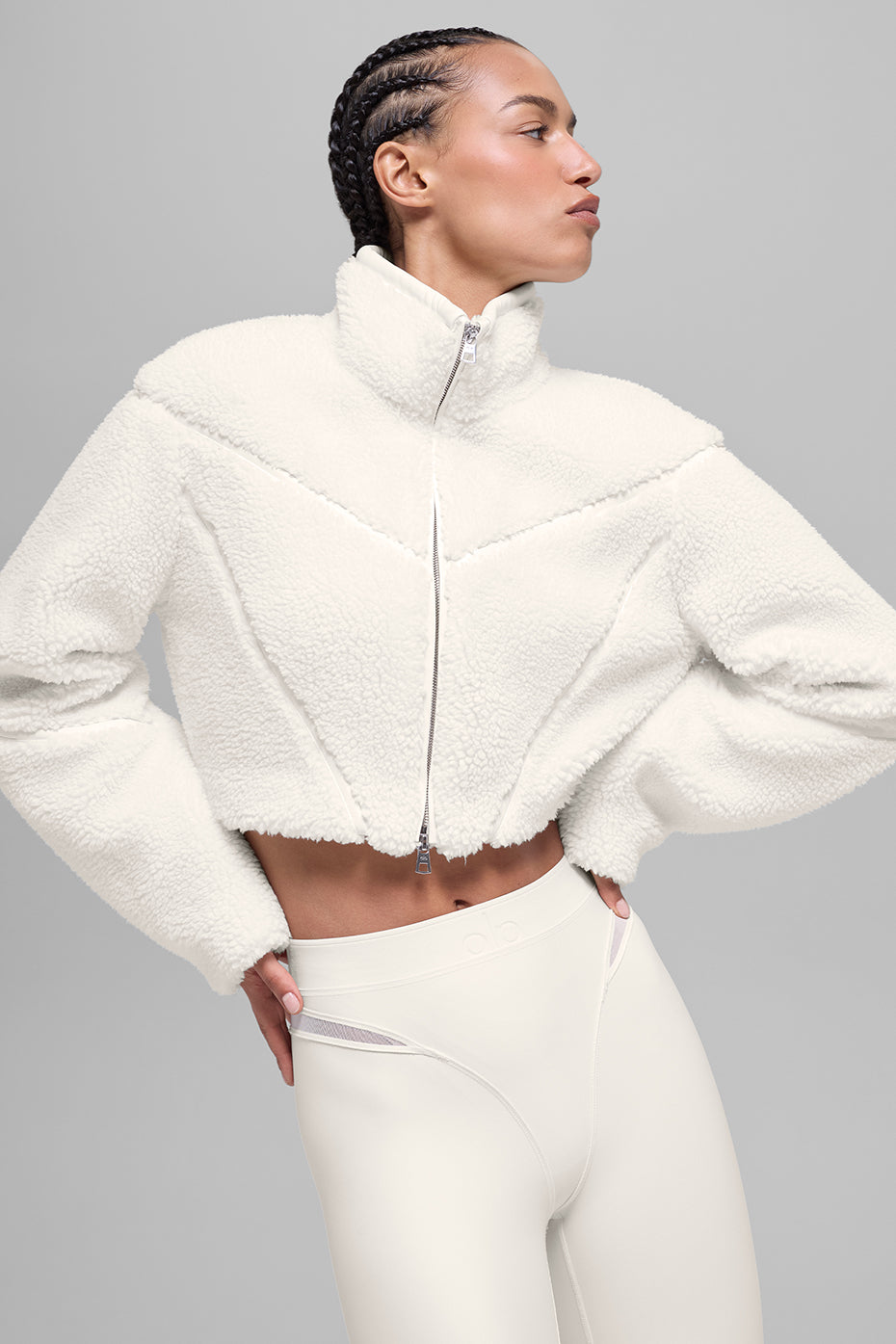 Sherpa Cropped Slope Side Jacket - Ivory