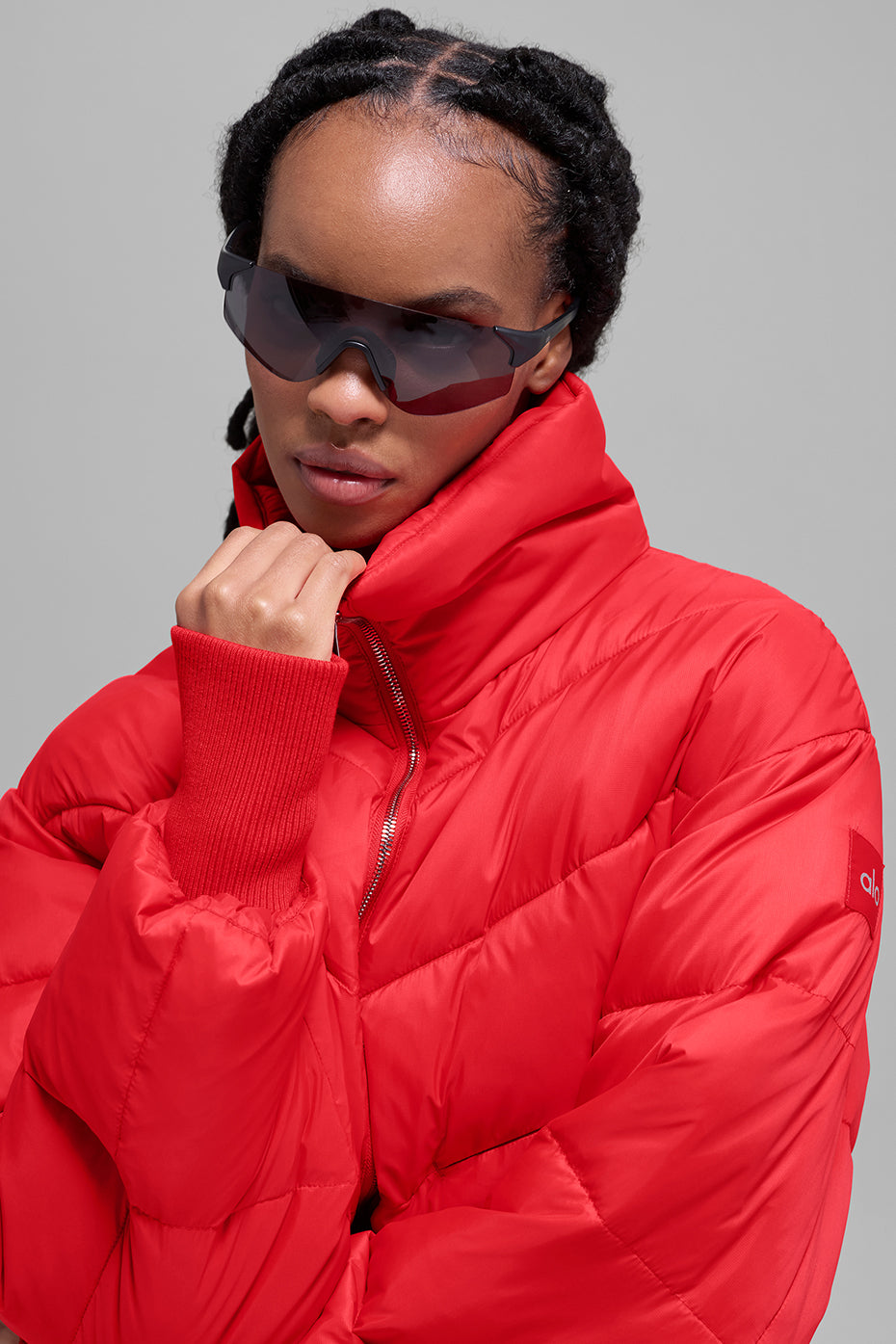 Cropped Atmosphere Puffer - Bright Red