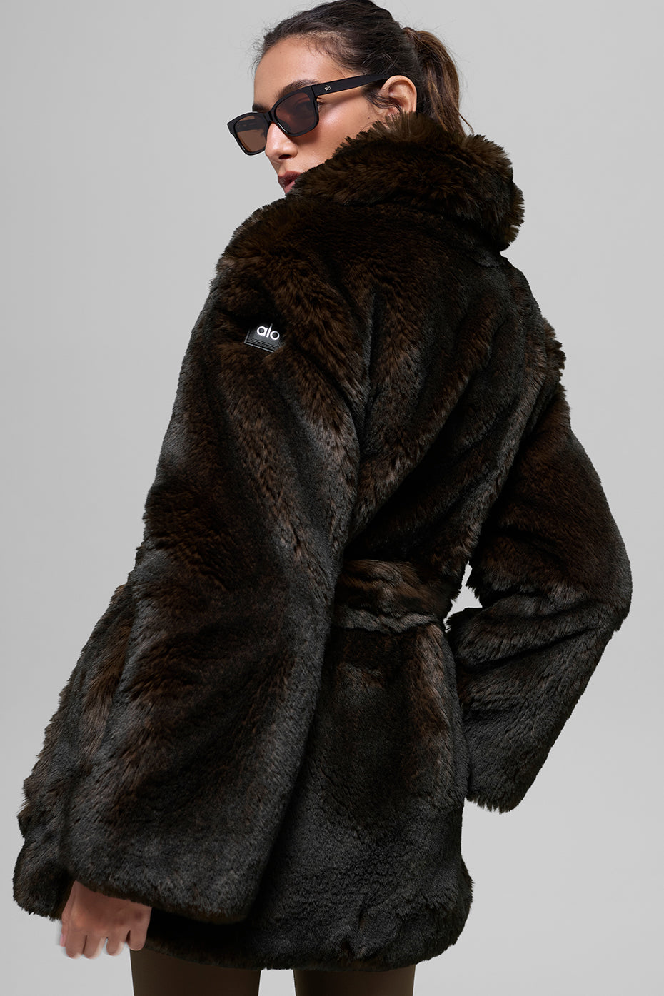 Faux Fur Starstruck Coat - Midnight Brown/Black