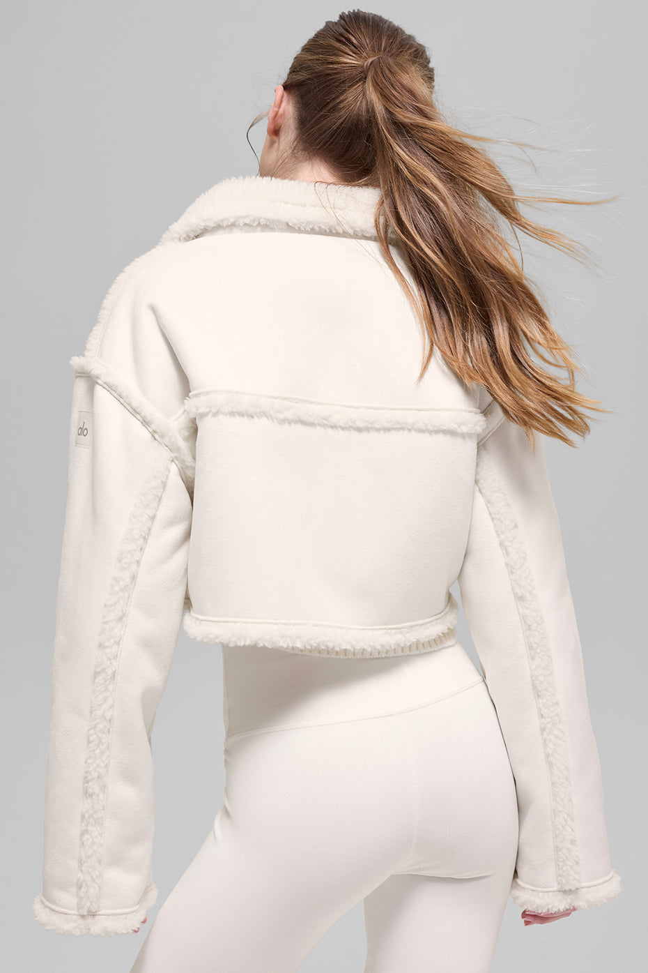 Faux Shearling Snowfall Cropped Jacket - Ivory