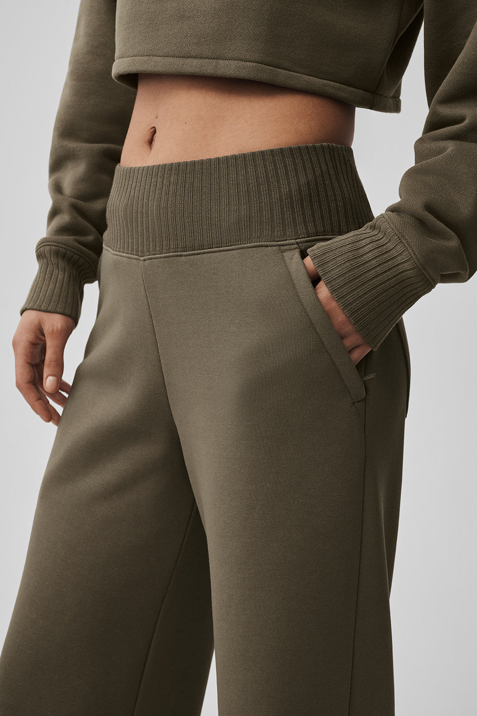 Serenity Wide Leg Sweatpant - Olive Tree