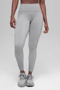 Seamless High-Waist Two Tone Rib Legging - Light Misty Grey Heather