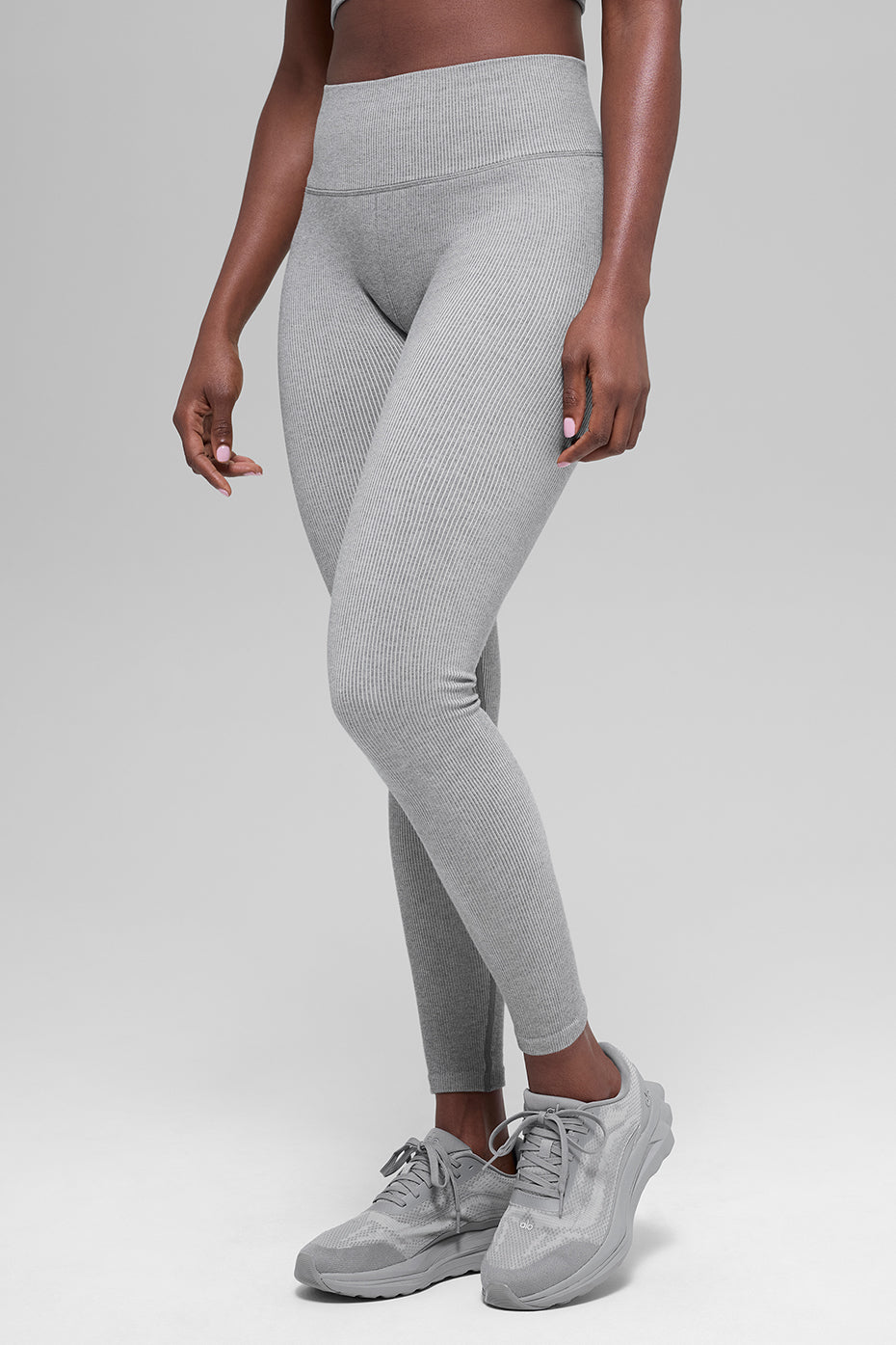 Seamless High-Waist Two Tone Rib Legging - Light Misty Grey Heather