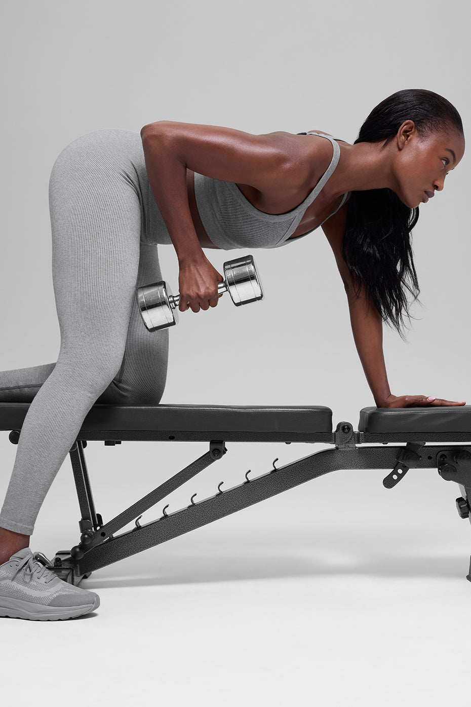 Seamless High-Waist Two Tone Rib Legging - Light Misty Grey Heather