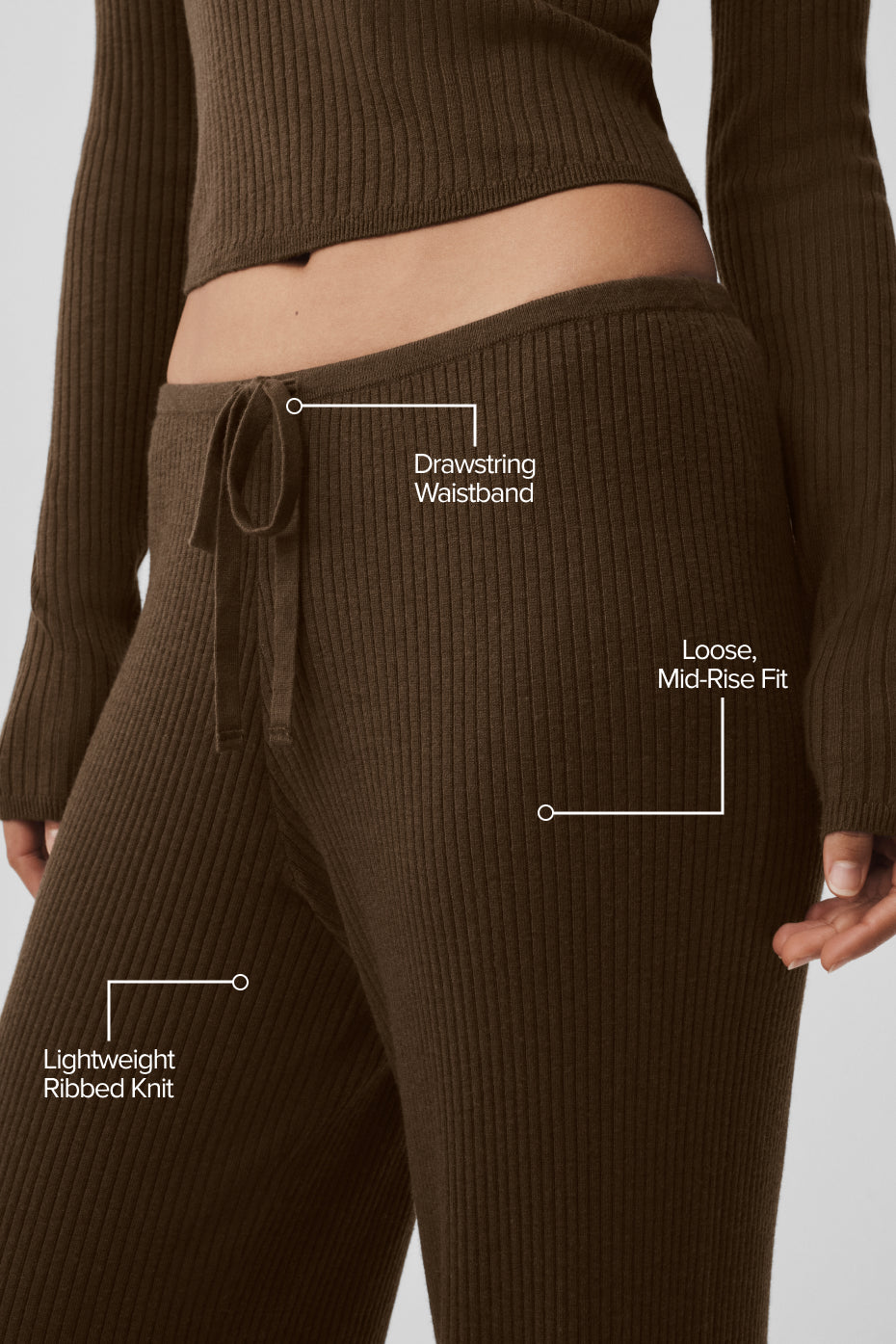Sweater Knit Mid-Rise Unwind Wide Leg Pant - Espresso