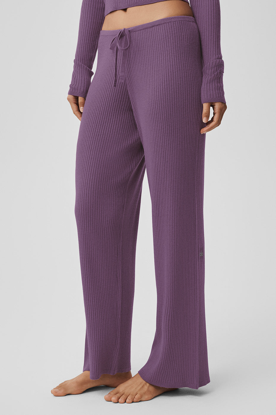 Sweater Knit Mid-Rise Unwind Wide Leg Pant - Plum Kiss