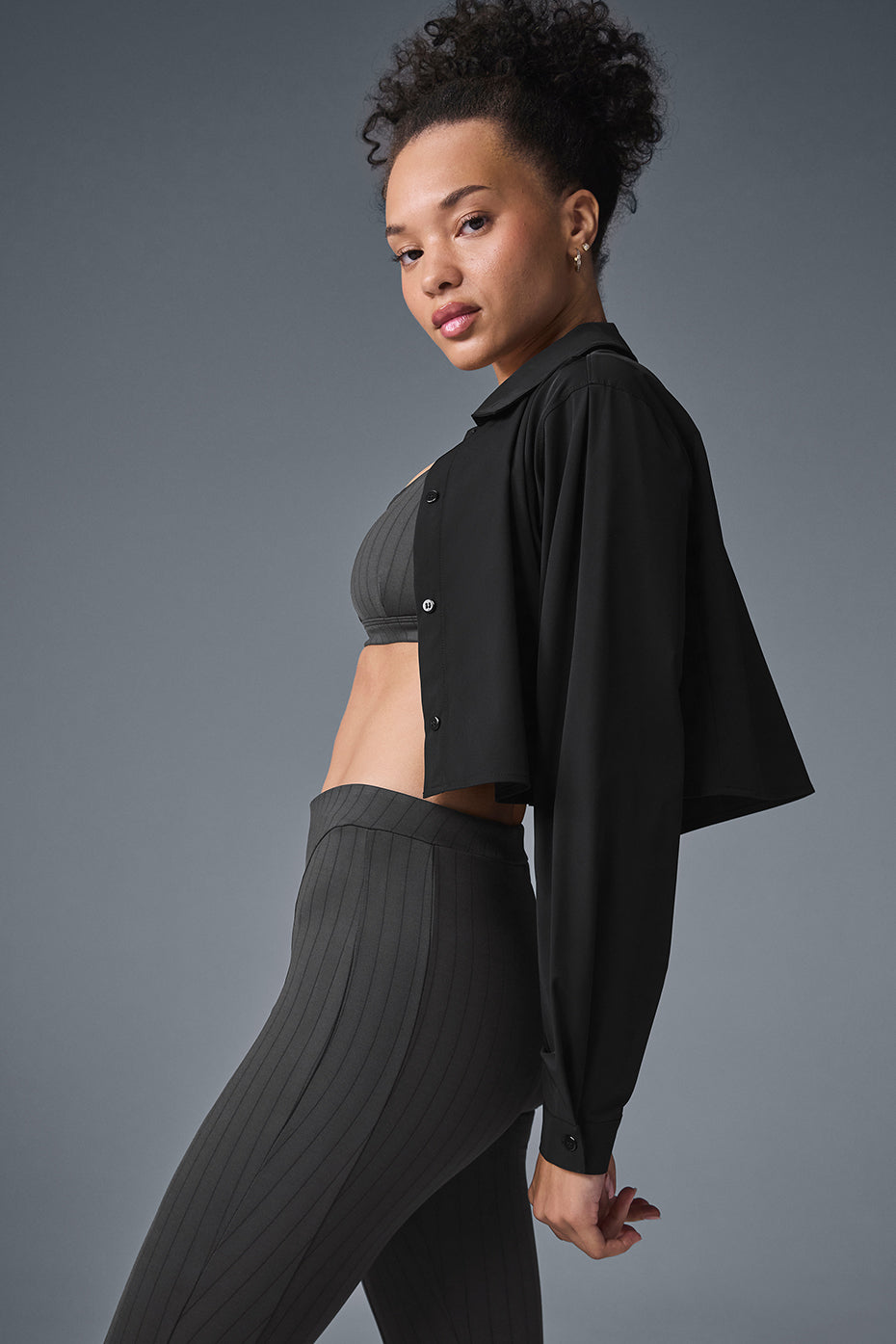 Cropped Take Me Out Button Up - Black