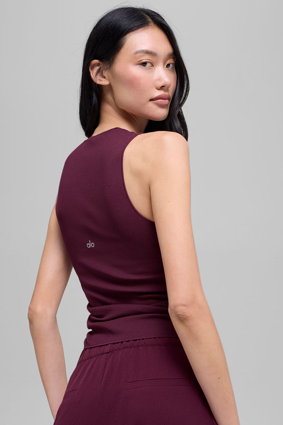 Ribbed En Pointe Tank - Burgundy