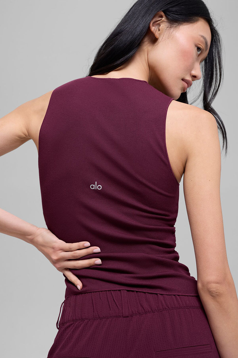 Ribbed En Pointe Tank - Burgundy