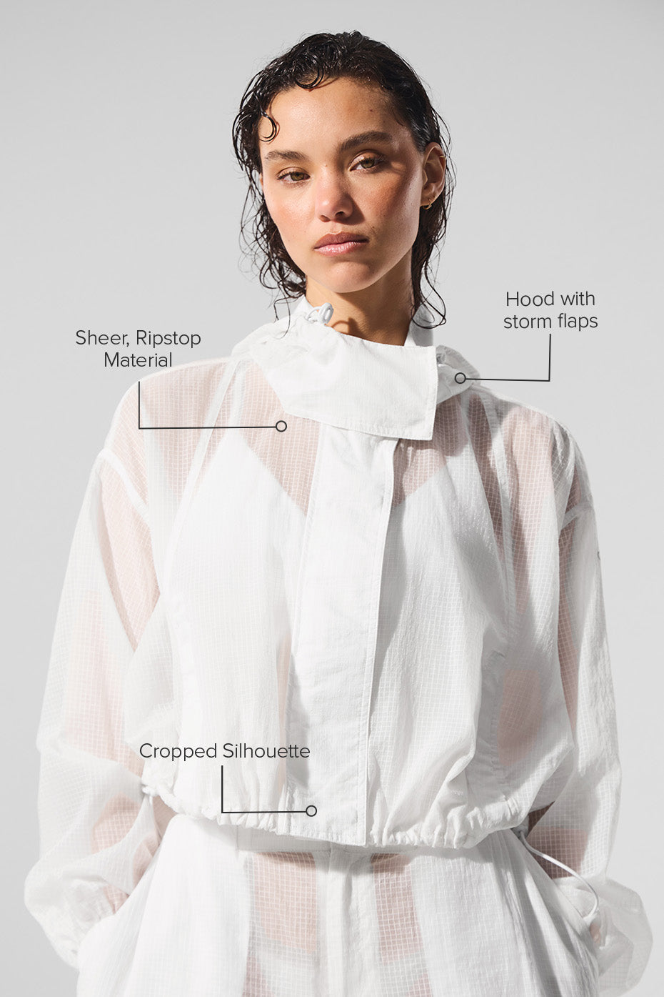 Cropped Game Time Full Zip Jacket - White