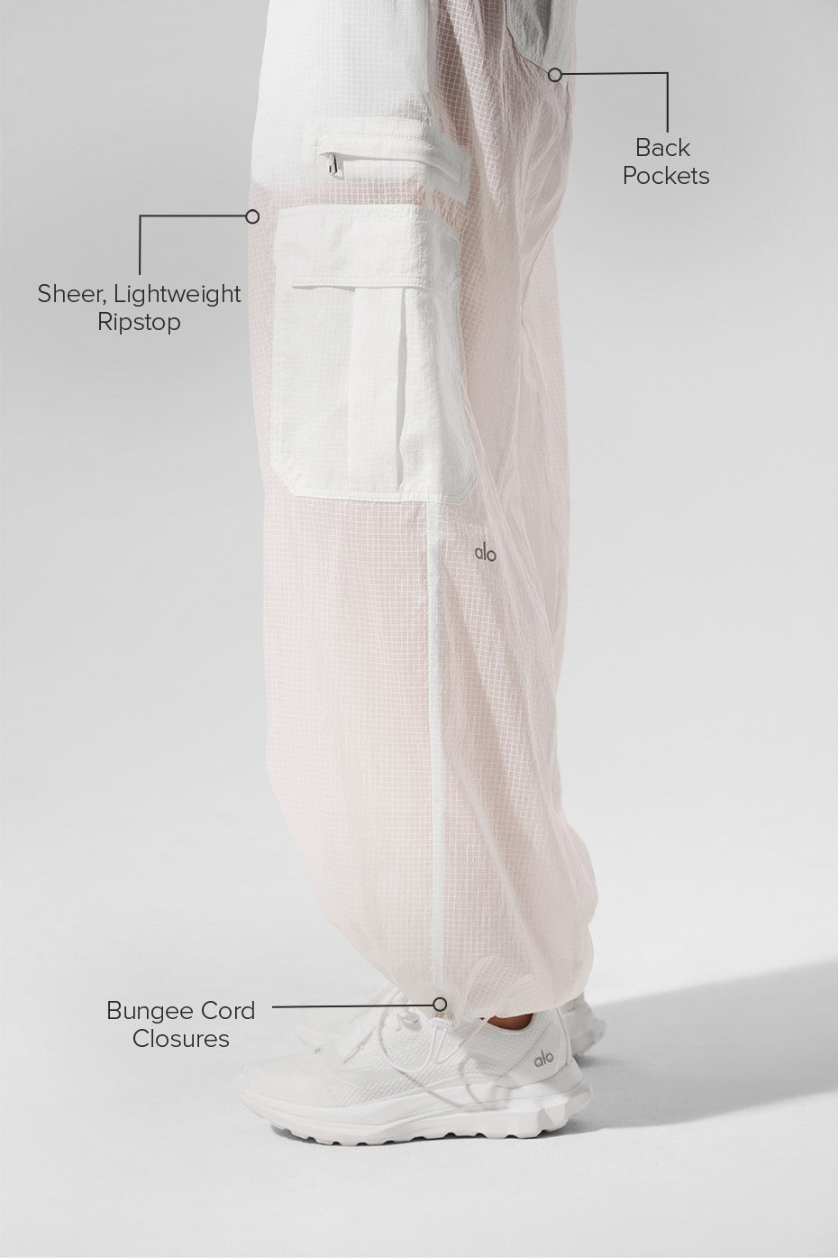 Sheer Game Time Wide Leg Jogger - White